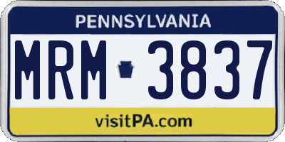 PA license plate MRM3837