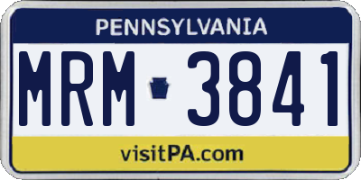 PA license plate MRM3841
