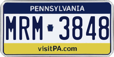 PA license plate MRM3848