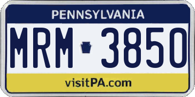 PA license plate MRM3850