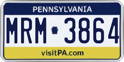 PA license plate MRM3864