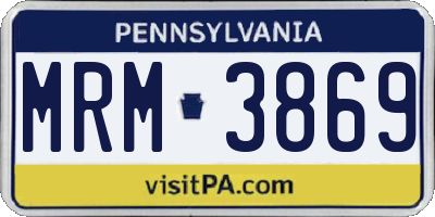 PA license plate MRM3869