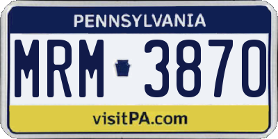 PA license plate MRM3870