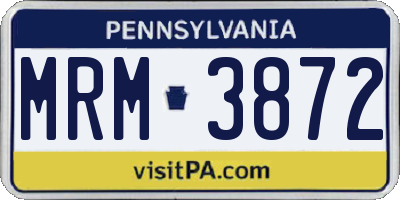 PA license plate MRM3872