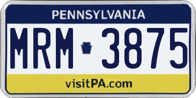 PA license plate MRM3875