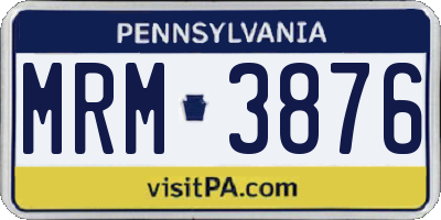 PA license plate MRM3876