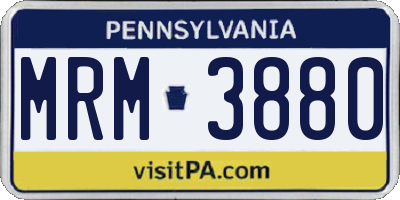 PA license plate MRM3880