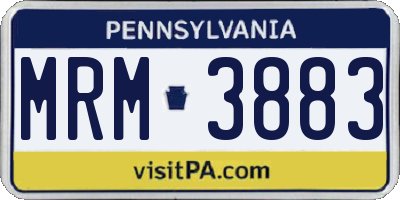 PA license plate MRM3883