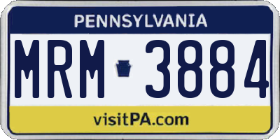 PA license plate MRM3884