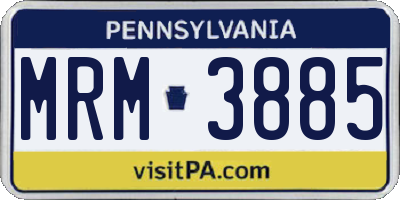 PA license plate MRM3885