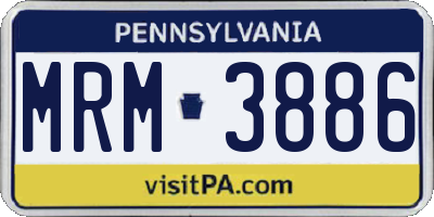 PA license plate MRM3886