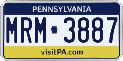 PA license plate MRM3887