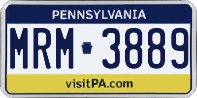 PA license plate MRM3889