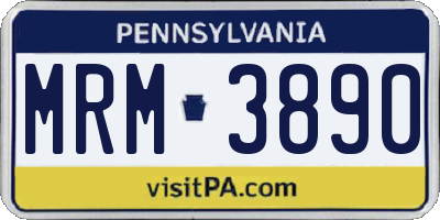 PA license plate MRM3890