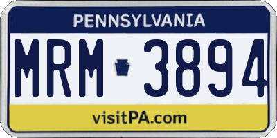 PA license plate MRM3894