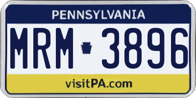 PA license plate MRM3896