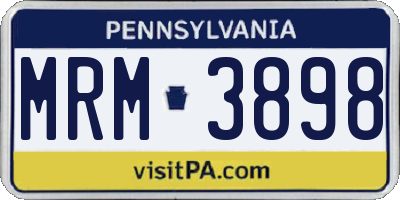 PA license plate MRM3898