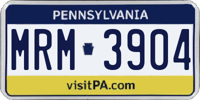 PA license plate MRM3904