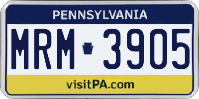 PA license plate MRM3905