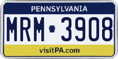 PA license plate MRM3908