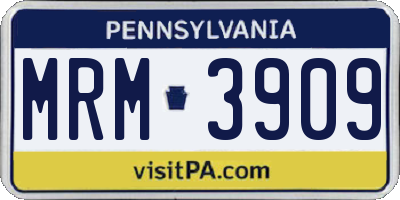 PA license plate MRM3909