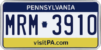 PA license plate MRM3910