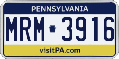 PA license plate MRM3916