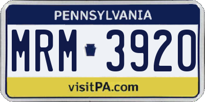 PA license plate MRM3920