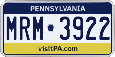 PA license plate MRM3922