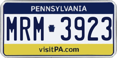 PA license plate MRM3923