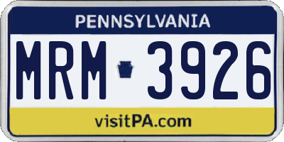 PA license plate MRM3926
