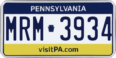 PA license plate MRM3934