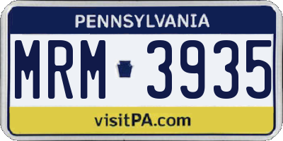 PA license plate MRM3935