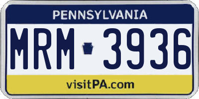 PA license plate MRM3936