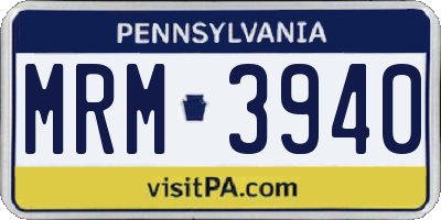PA license plate MRM3940