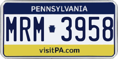 PA license plate MRM3958