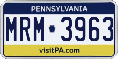 PA license plate MRM3963