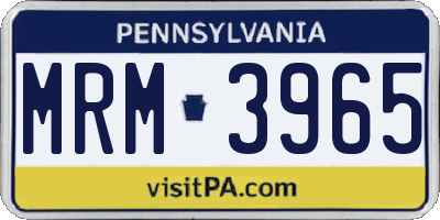 PA license plate MRM3965