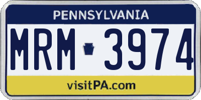 PA license plate MRM3974