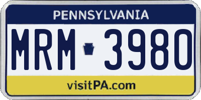 PA license plate MRM3980
