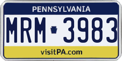PA license plate MRM3983