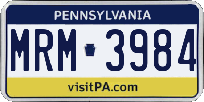 PA license plate MRM3984