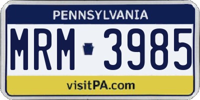 PA license plate MRM3985