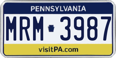 PA license plate MRM3987
