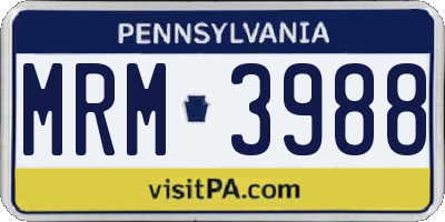 PA license plate MRM3988