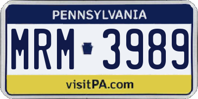 PA license plate MRM3989