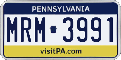 PA license plate MRM3991