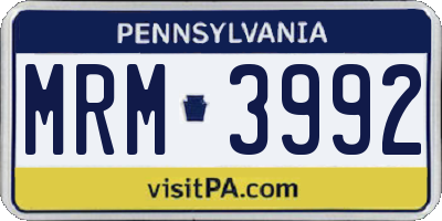 PA license plate MRM3992