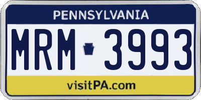 PA license plate MRM3993