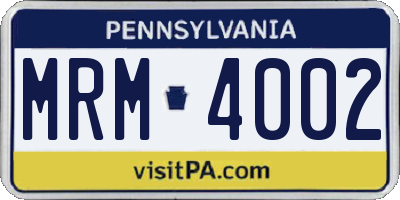PA license plate MRM4002